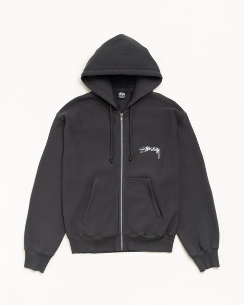 Skate Stack Gar. Dyed Zip Hood Mens Long Sleeve In Faded Black
