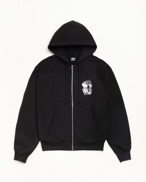 Tall Dice Zip Hood Mens Long Sleeve In Black