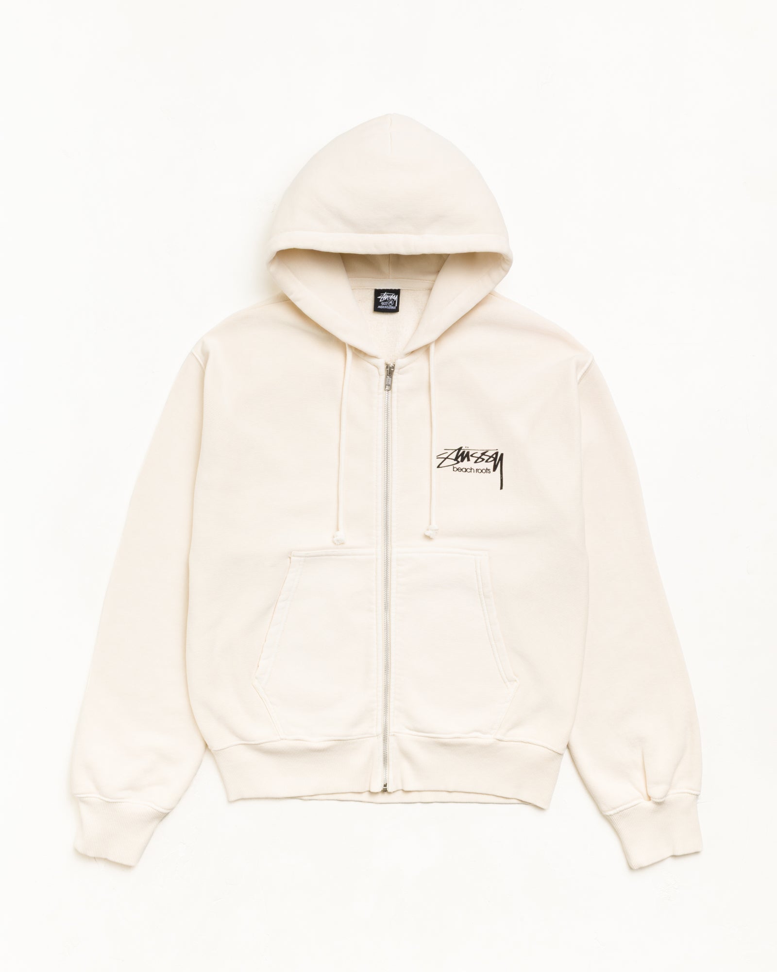 Beach Roots Gar. Dyed Zip Hood Unisex Long Sleeve In Bone