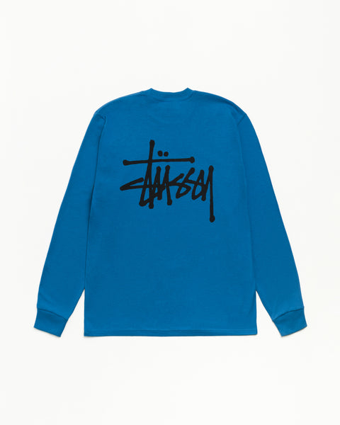 Basic Stussy Ls Tee Unisex Long Sleeve In Blue