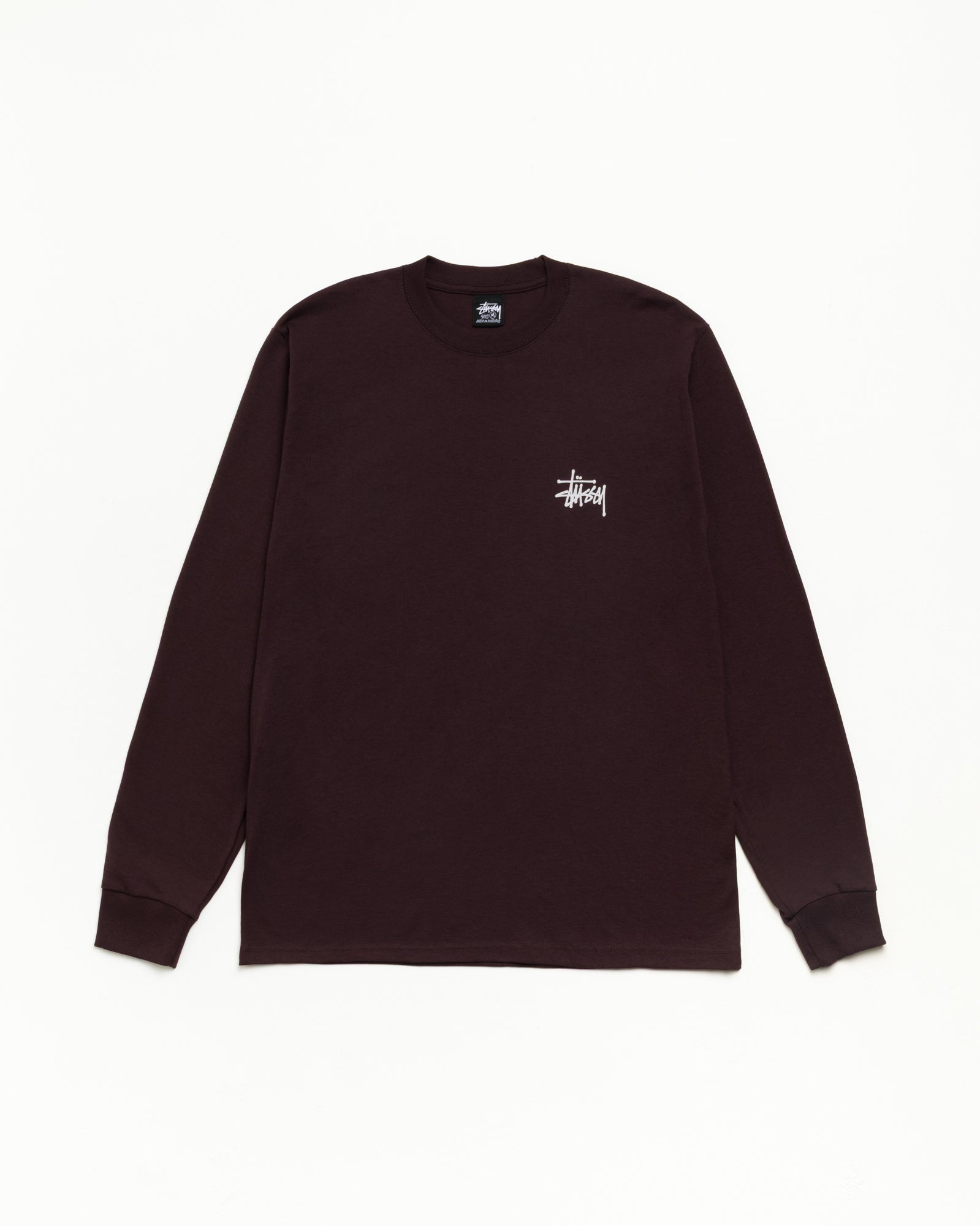 Basic Stussy Ls Tee Unisex Long Sleeve In Chocolate