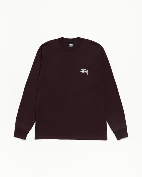 Basic Stussy Ls Tee Unisex Long Sleeve In Chocolate