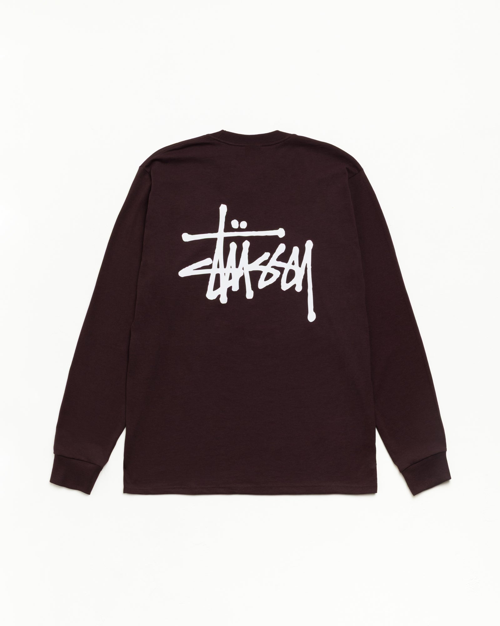 Basic Stussy Ls Tee Unisex Long Sleeve In Chocolate