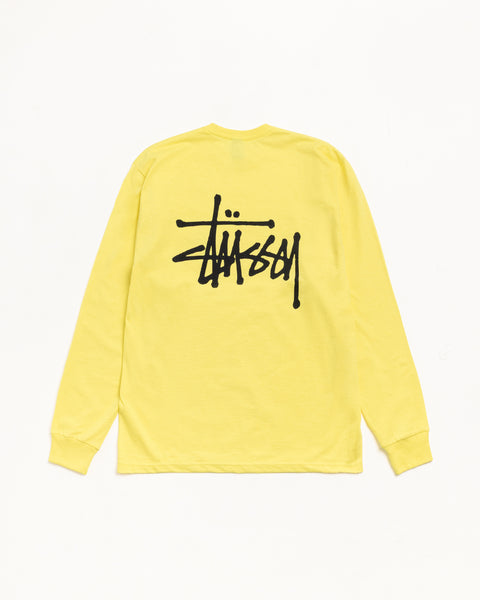 Basic Stussy Ls Tee Mens Long Sleeve In Lemon