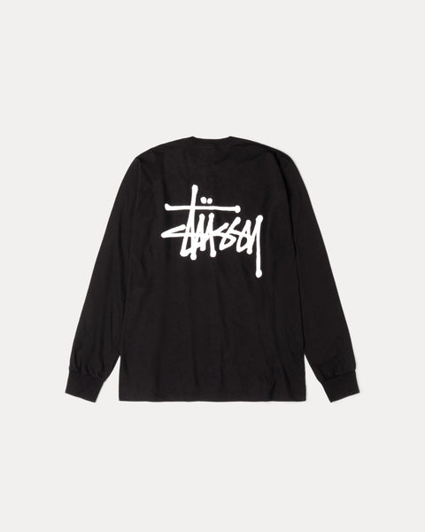 Basic Stussy Pig. Dyed Ls Tee Mens Long Sleeve In Black