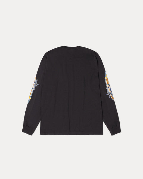 Two Star Pig. Dyed Ls Tee Mens Long Sleeve In Faded Black