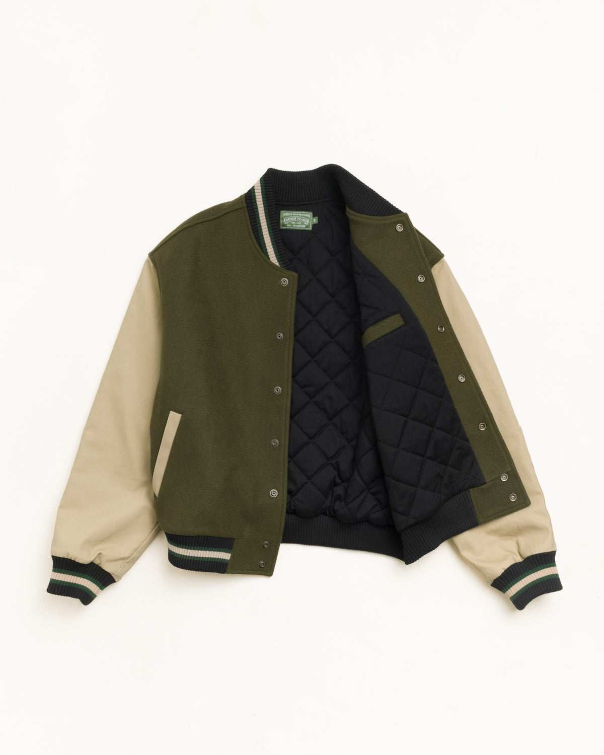 Stussy Tears Varsity Jacket Unisex Long Sleeve In Green