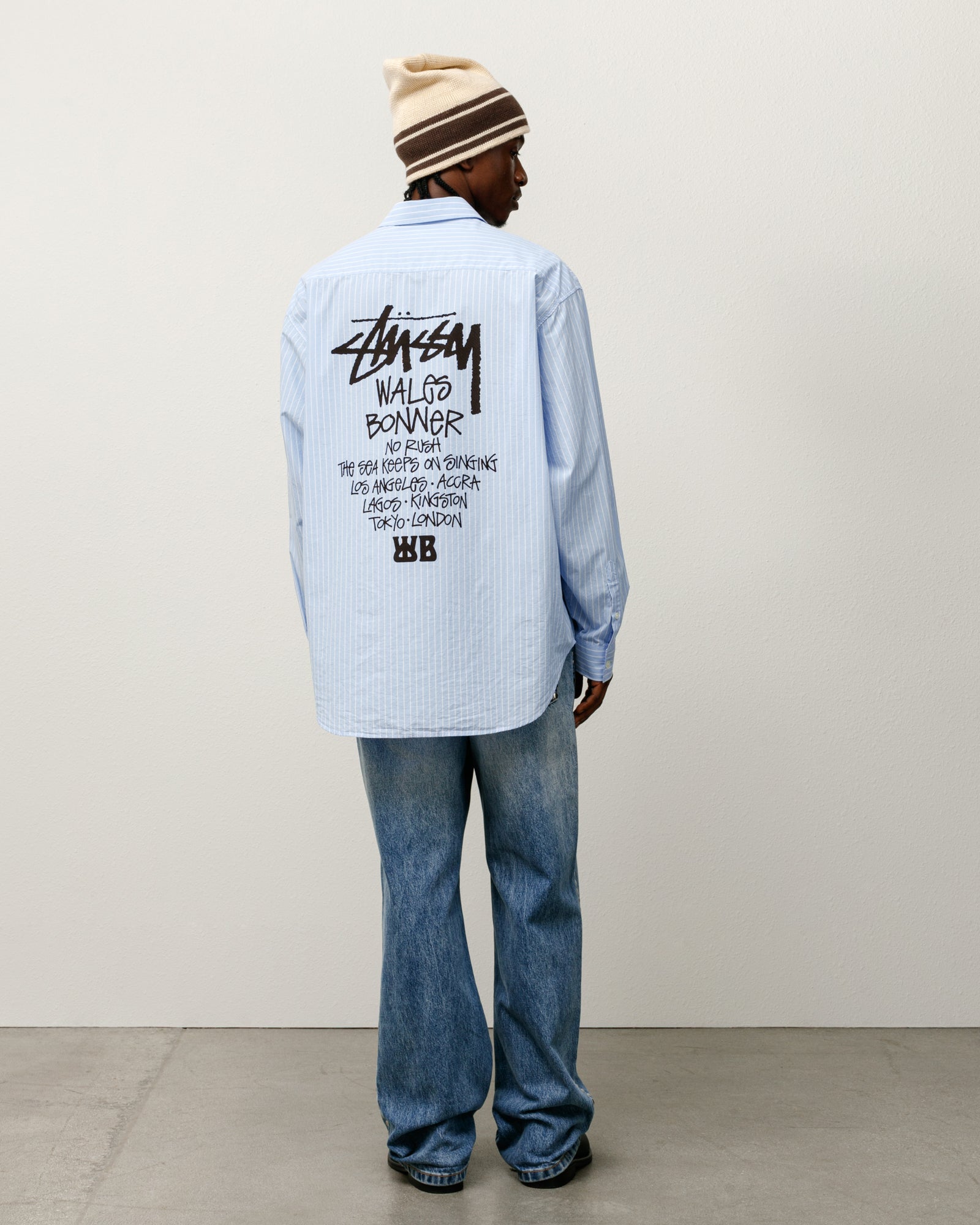 Wb Poplin Shirt Mens Long Sleeve In Stripe