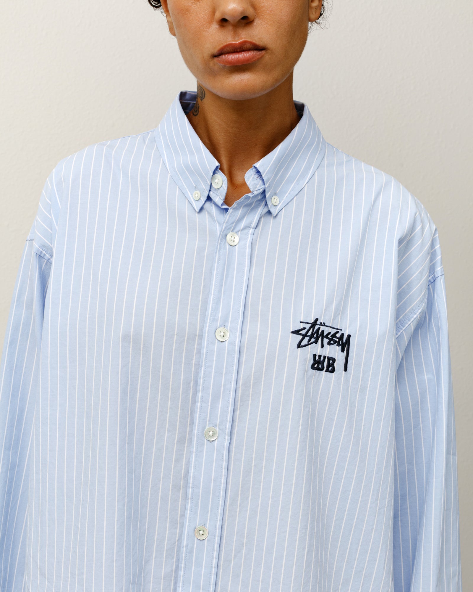 Wb Poplin Shirt Mens Long Sleeve In Stripe