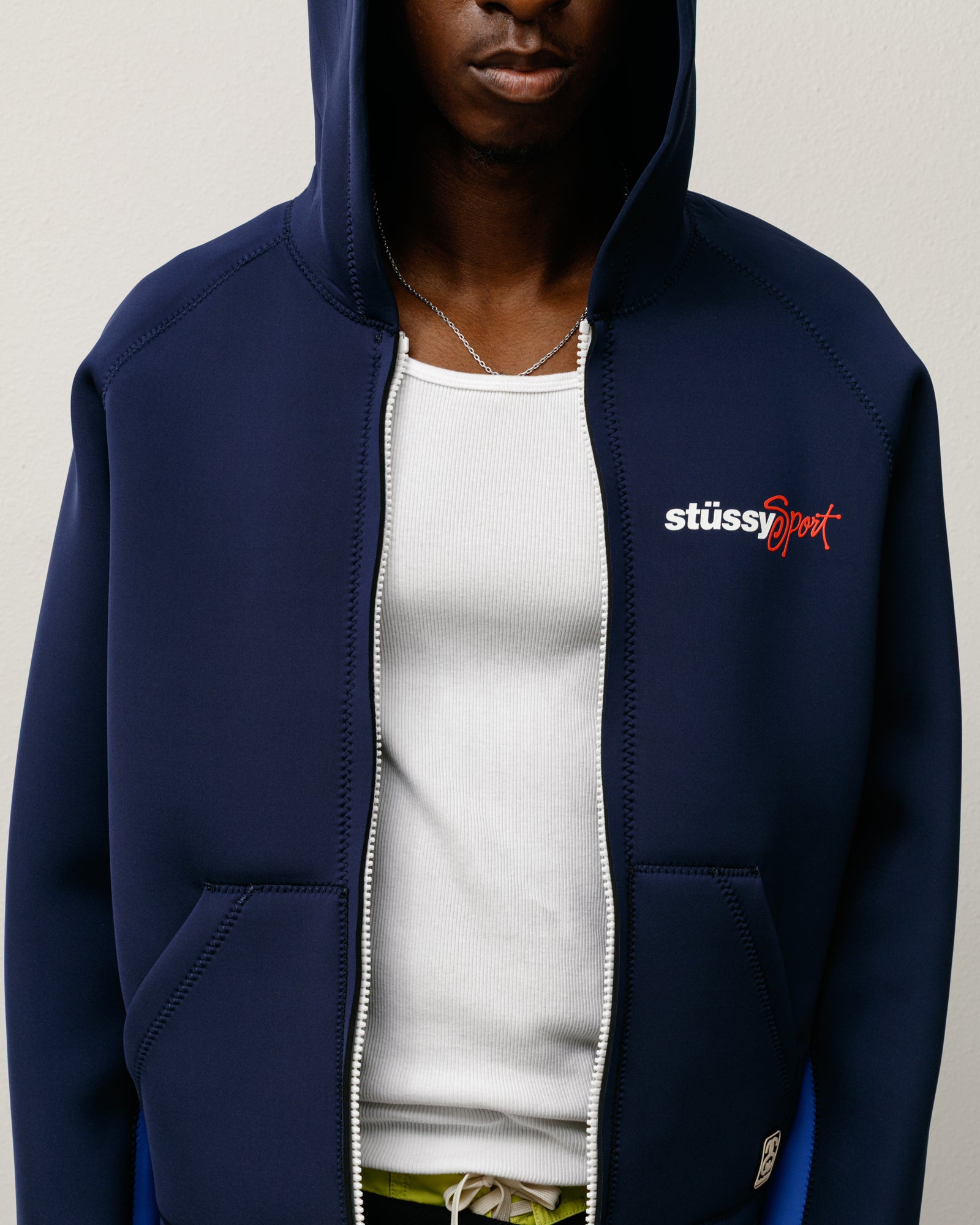 Wb Neoprene Hoodie Mens Long Sleeve In Navy