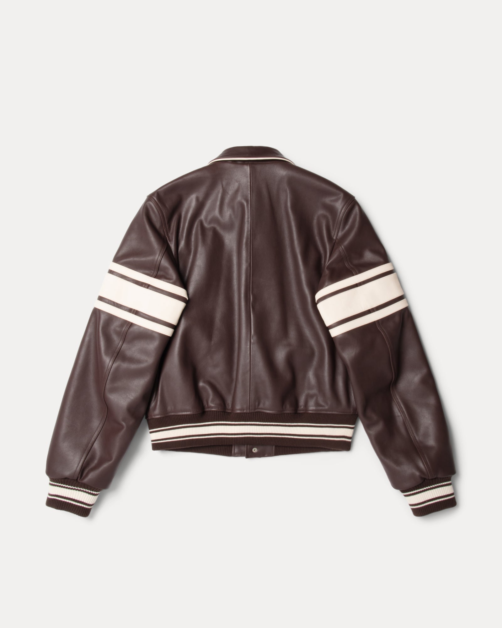 Wb Leather Varsity Mens Long Sleeve In Brown