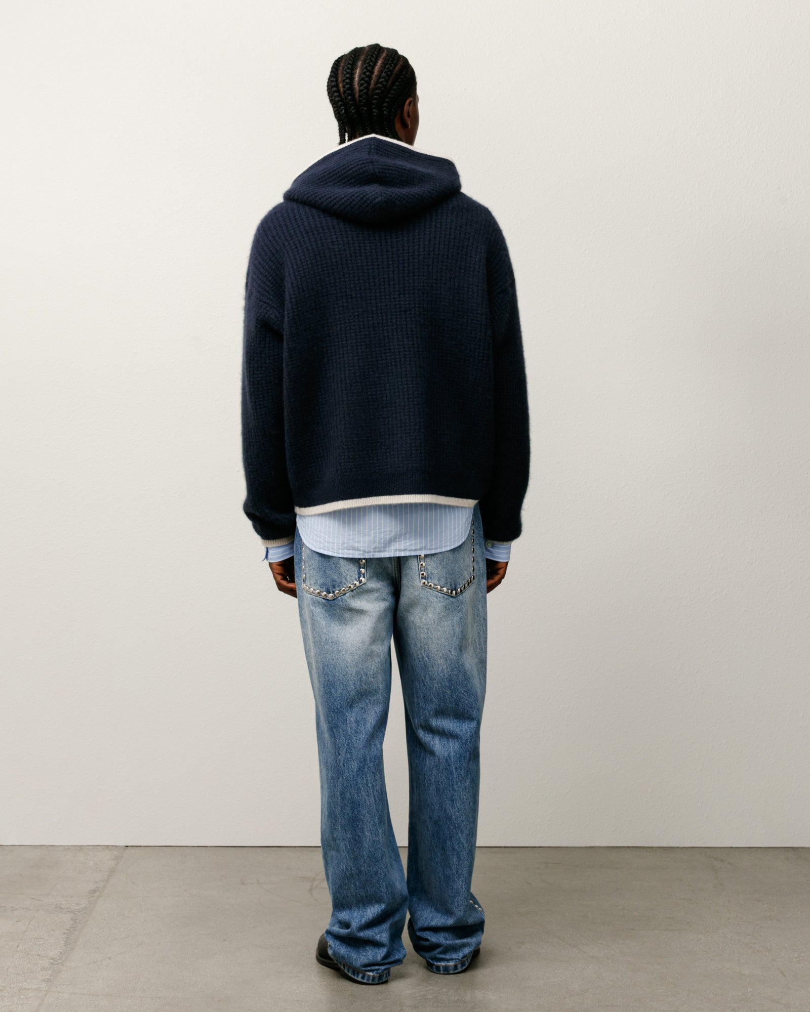 Wb Cashmere Hood Mens Long Sleeve In Navy