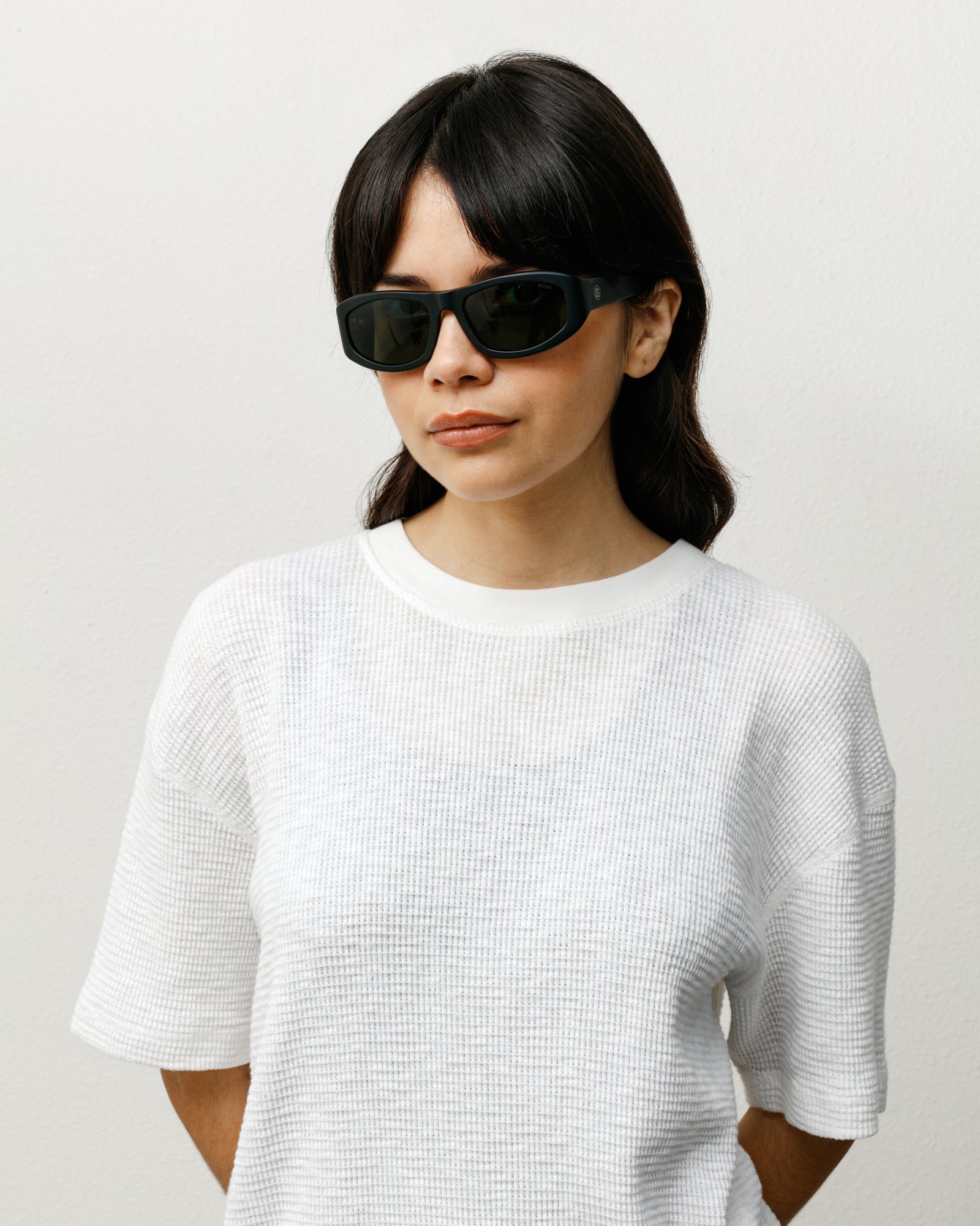 Landon Sunglasses Accessories In Matte Black/green Lens