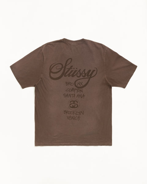 World Tour Sun Fade Tee Mens Short Sleeve In Faded Brown