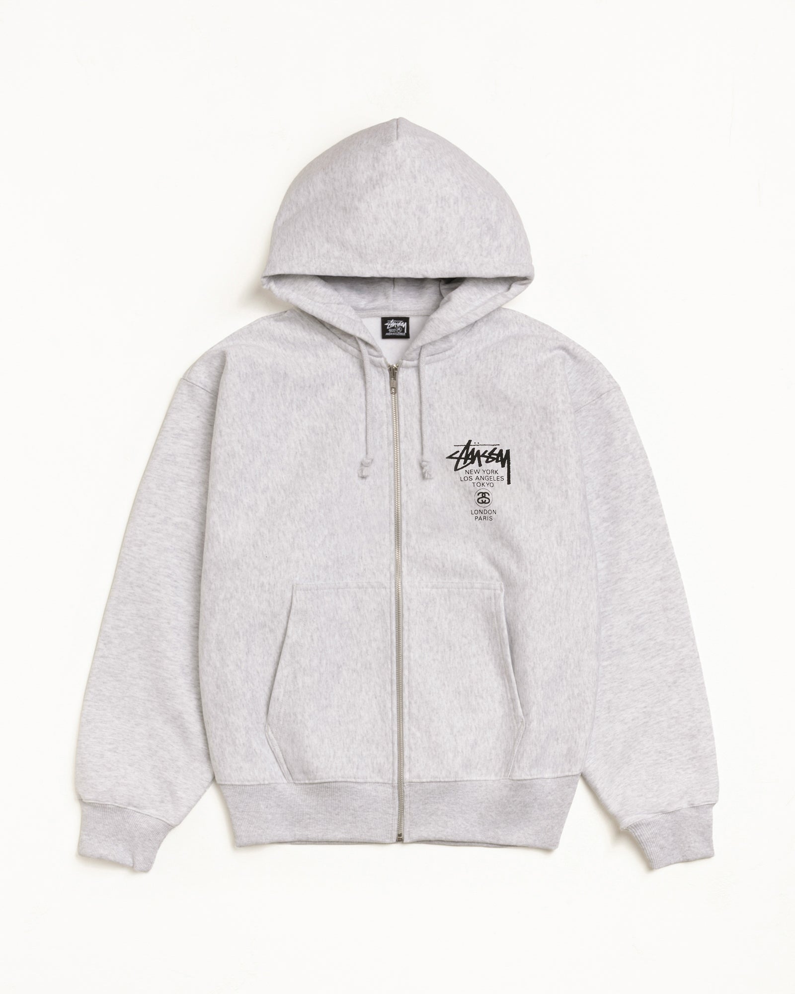 World Tour Zip Hood Mens Long Sleeve In Ash Heather